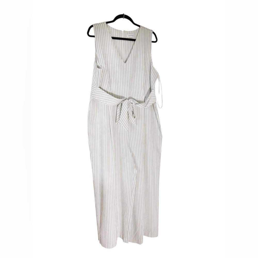 Calvin Klein White Striped Backless Dress